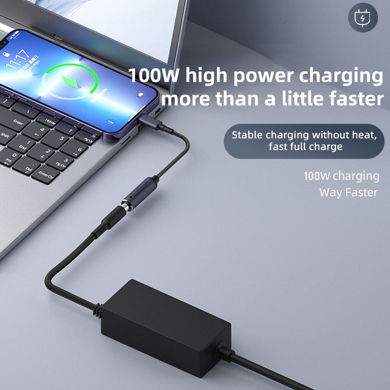 DC 5.5x1.7mm to Type-C Male PD 100W Charging Adapter Laptop Charging Cable Replacement