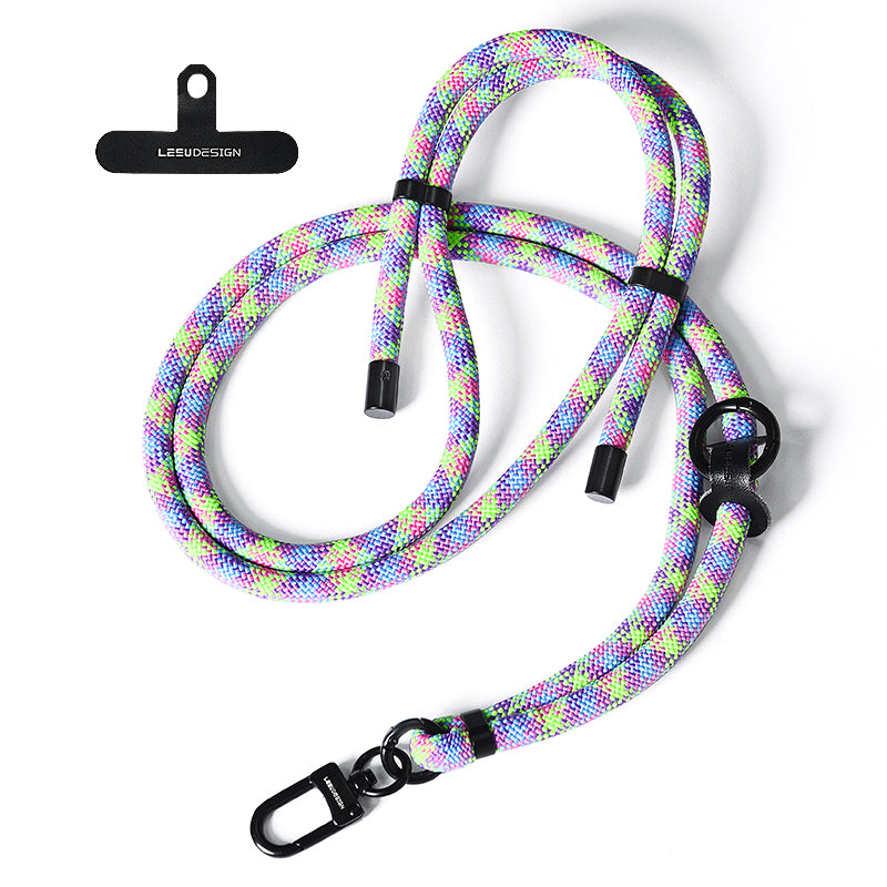 160cm Cell Phone Lanyard Crossbody Phone Neck Shoulder Strap Adjustable Polyester Rope with Patch - Colorful