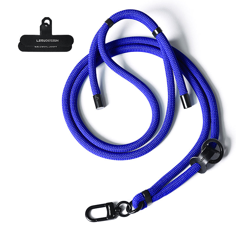 160cm Cell Phone Lanyard Crossbody Phone Neck Shoulder Strap Adjustable Polyester Rope with Patch - Solid Dark Blue