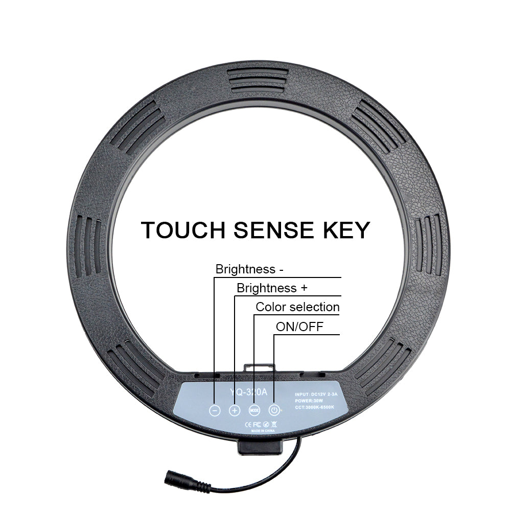 YQ-320A 12" 30W Dimmable LED Ring Light with Remote Control and Touch Key - EU Plug