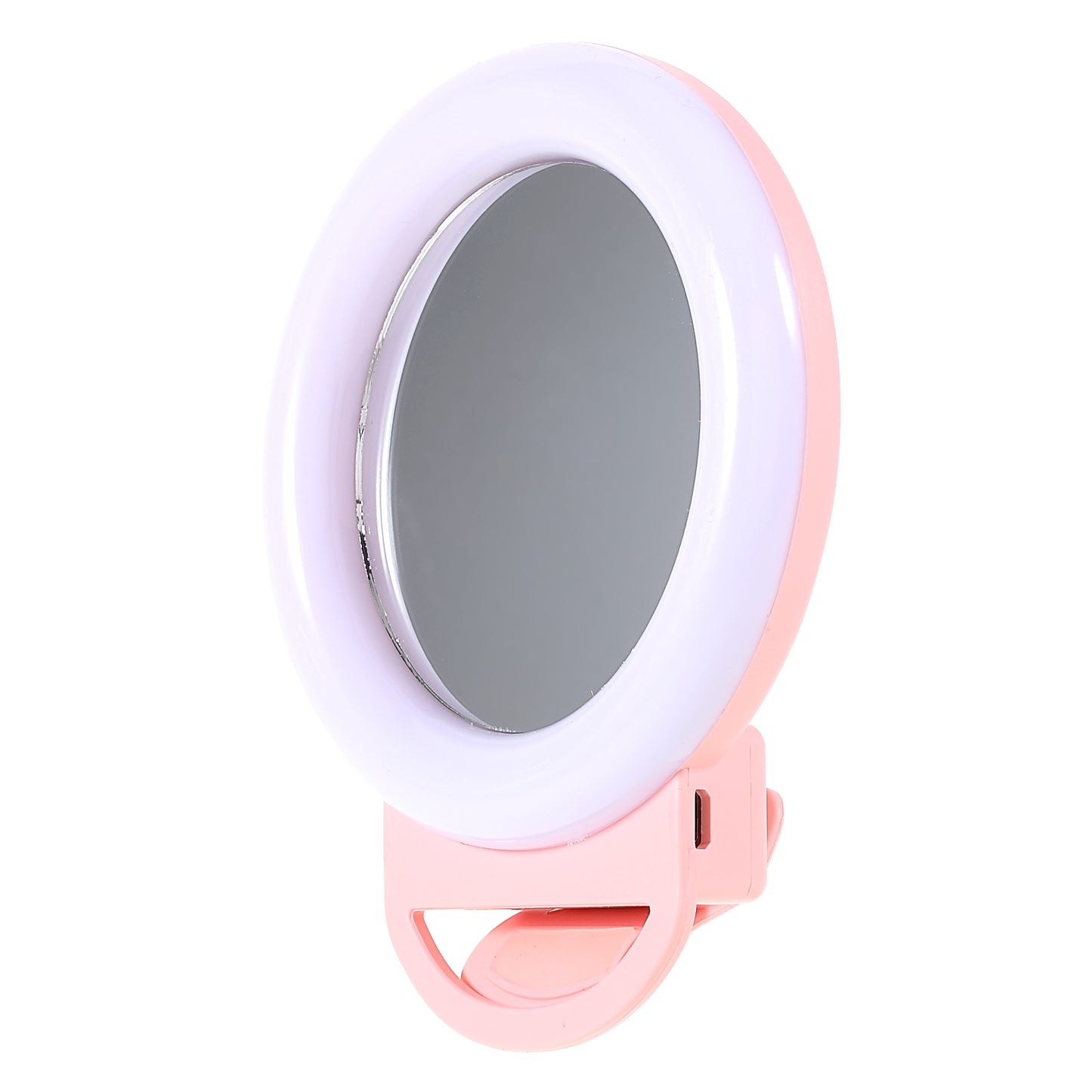 AL-20 Clip-on RGB LED Fill Ring Light with Mirror for Selfie Makeup Live Broadcast - Pink