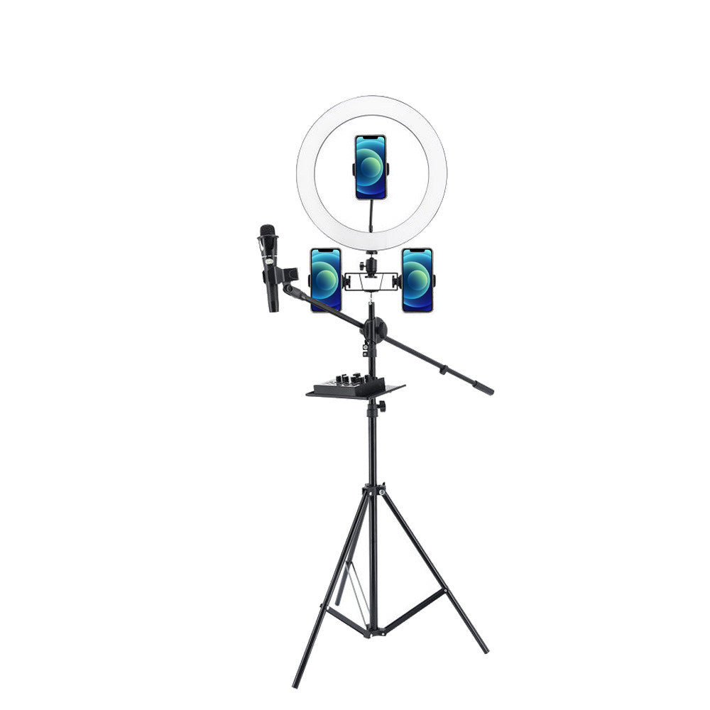 UN-700 10inch LED Ring Light with Tripod Stand Sound Card Tray and 3 Phone Holders for Selfie YouTube Video Photography Makeup