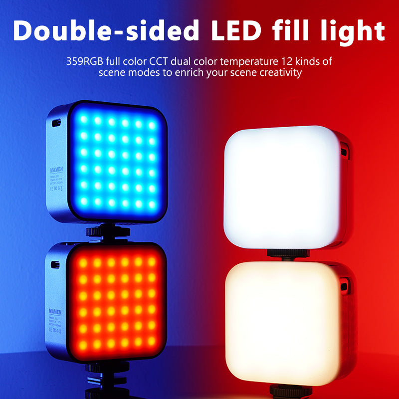 MAMEN LED-D01 Double-sided Camera Fill Light Photography Lighting 2500-9000K RGB Video Light
