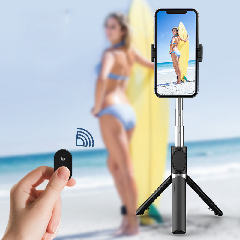 P60 Stainless Steel Retractable Bluetooth Selfie Stick Tripod - Black