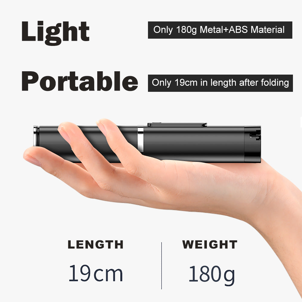 H1 Portable Bluetooth Mobile Phone Selfie Stick Extendable Tripod - Black