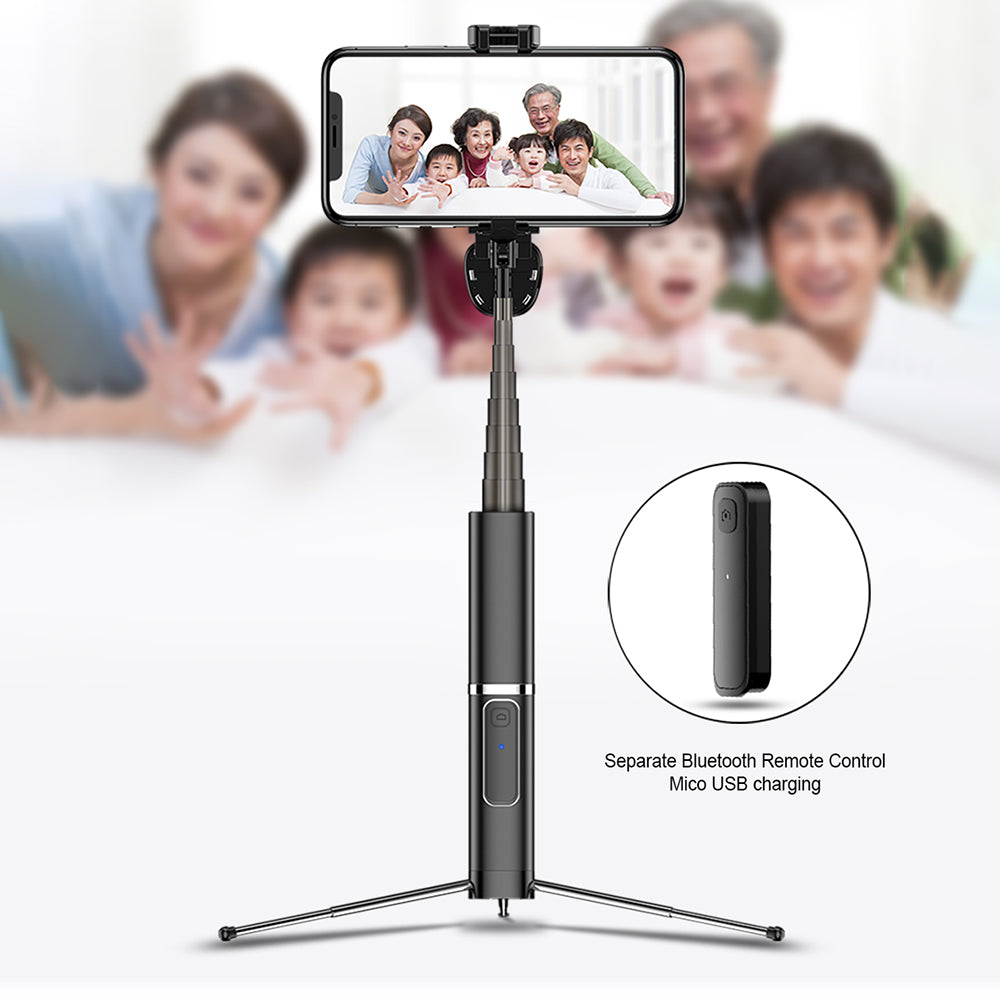 H1 Portable Bluetooth Mobile Phone Selfie Stick Extendable Tripod - Black