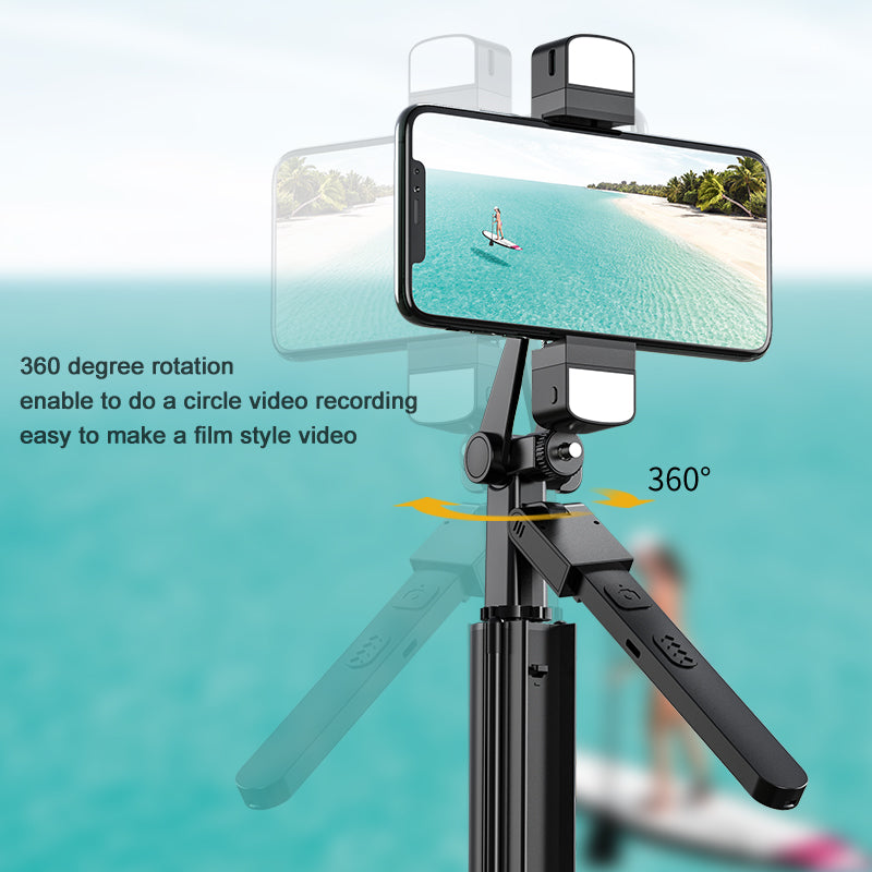 K30 Bluetooth Selfie Stick Extendable Tripod Handheld Gimbal Stabilizer Fill Light