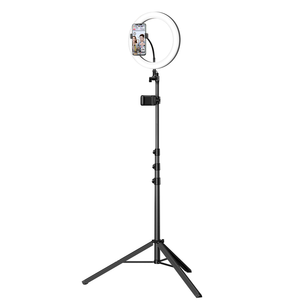 MCDODO TB-7970 Extendable Phone Tripod Stand Selfie Ring Light for Live Video - Black