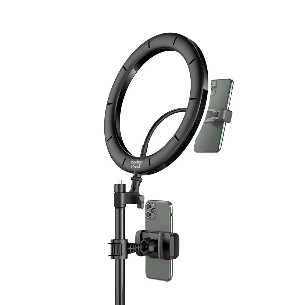 MCDODO TB-7970 Extendable Phone Tripod Stand Selfie Ring Light for Live Video - Black