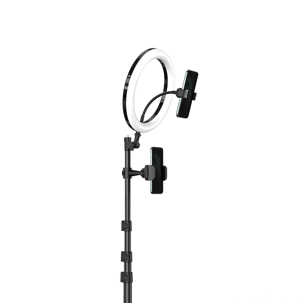 MCDODO TB-7970 Extendable Phone Tripod Stand Selfie Ring Light for Live Video - Black