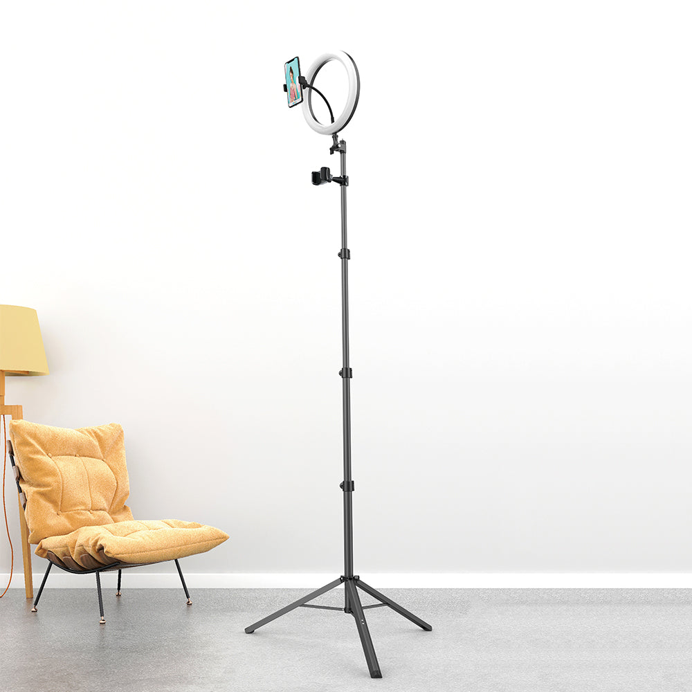MCDODO TB-7970 Extendable Phone Tripod Stand Selfie Ring Light for Live Video - Black