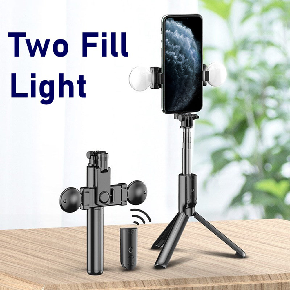 R9 Two Fill Light Multi-function Shooting Retractable Bluetooth Selfie Stick with Tripod