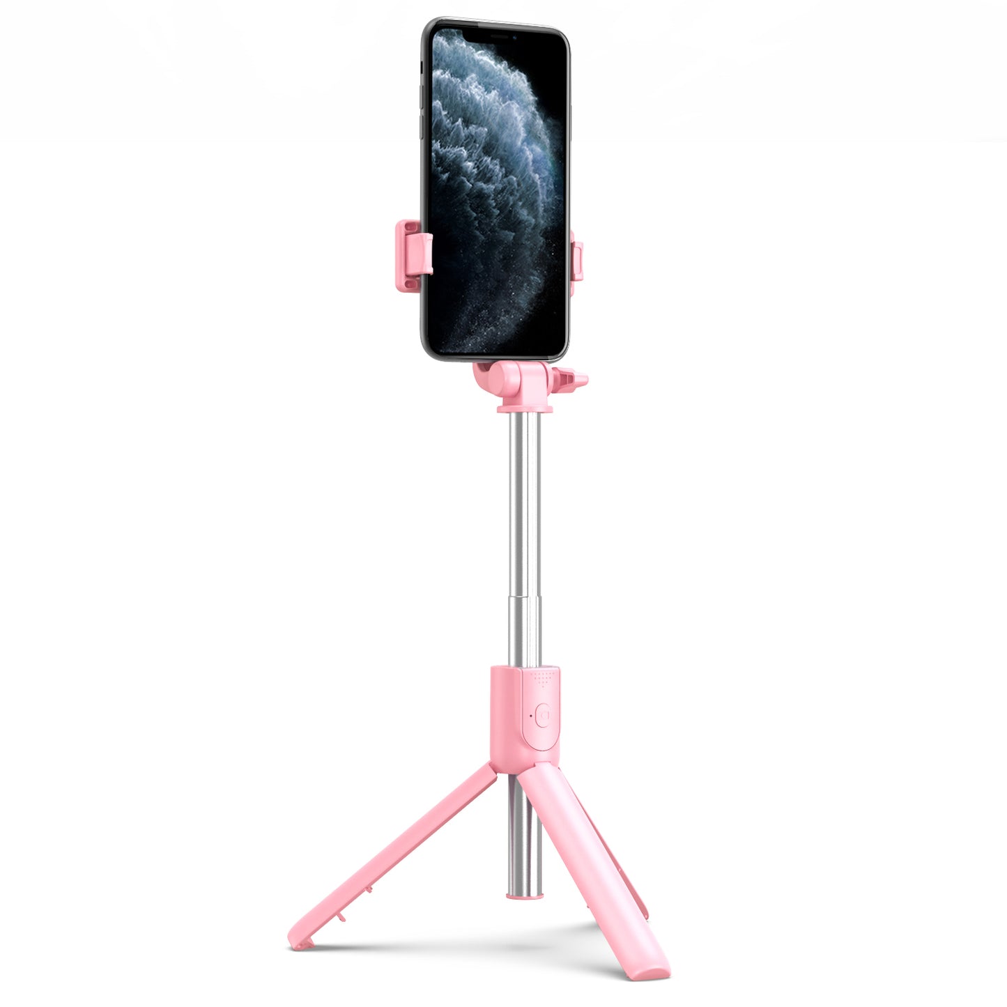 R1 Mobile Bluetooth Selfie Stick Tripod Remote Control Telescopic Rod Live Streaming Bracket - Pink