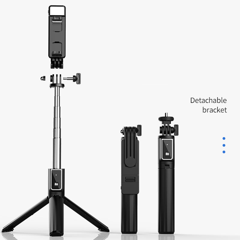P40S-1 Retractable Rod Bluetooth Remote Control Tripod Selfie Stick with Fill Light