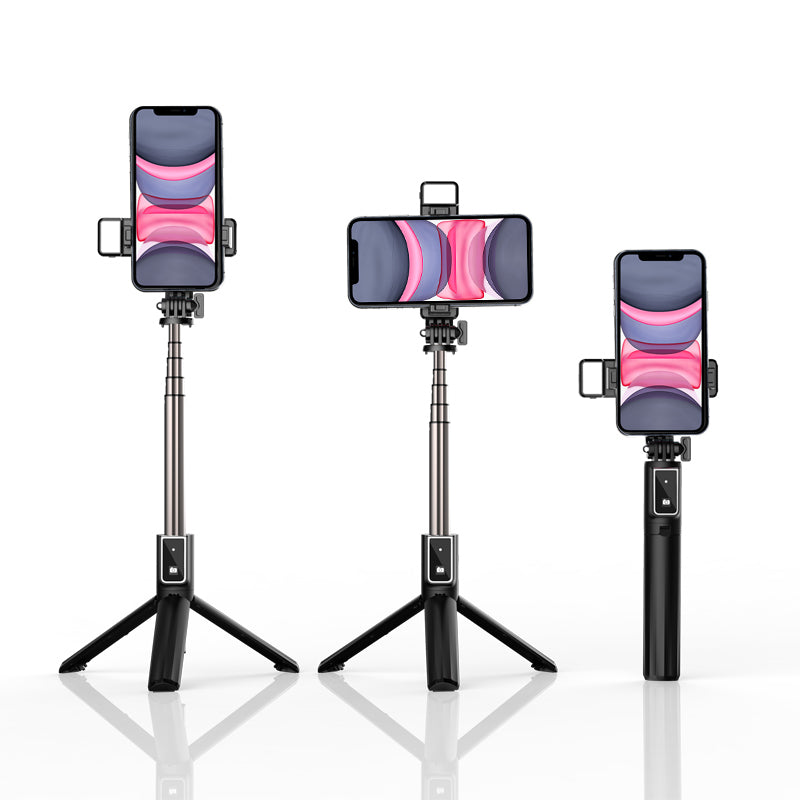 P40L-1 Retractable Bluetooth Remote Control Tripod Selfie Stick with Fill Light for Live Broadcast