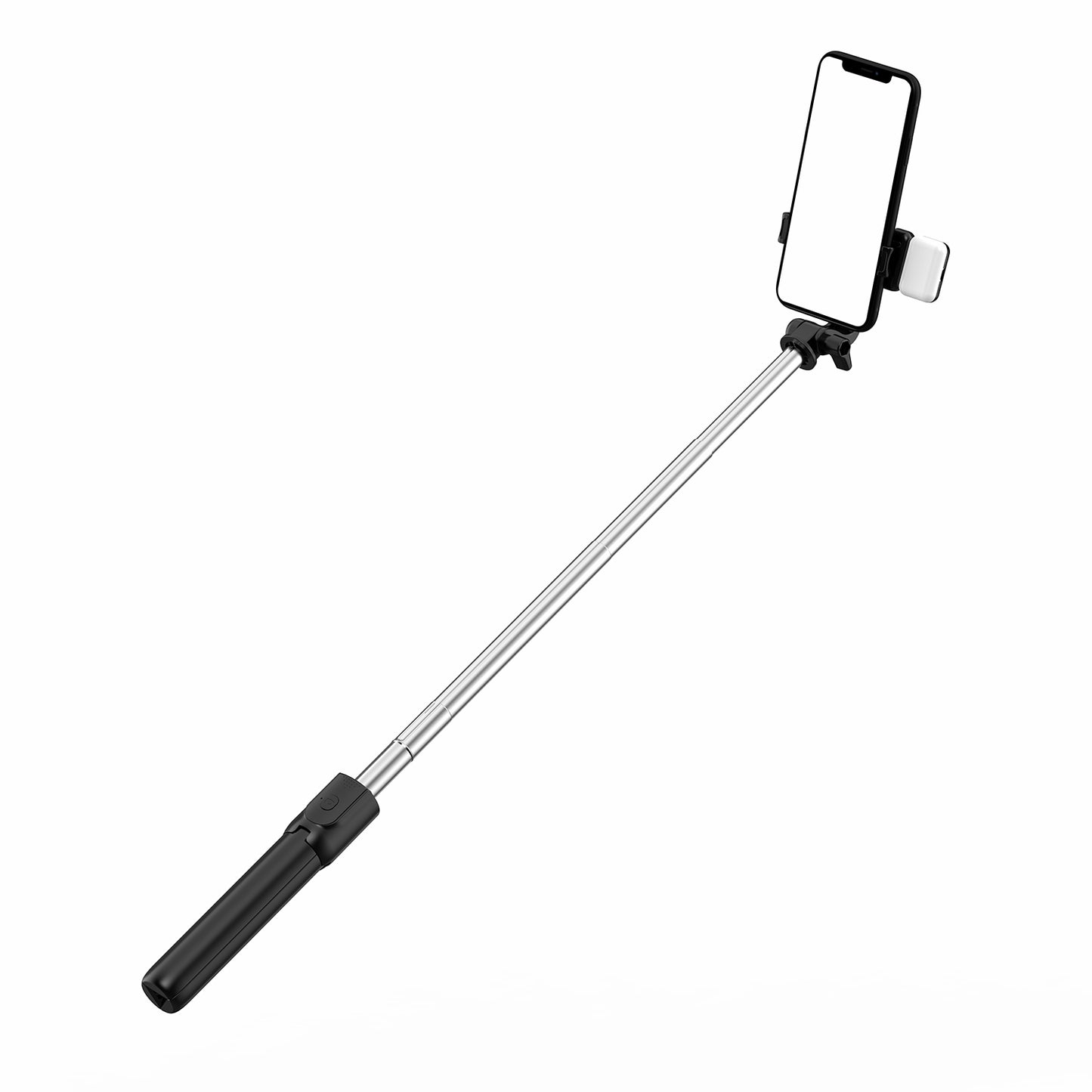 R1S Bluetooth Remote Control 360 Degree Rotation Folding Telescopic Selfie Stick Tripod with Fill Light - Black