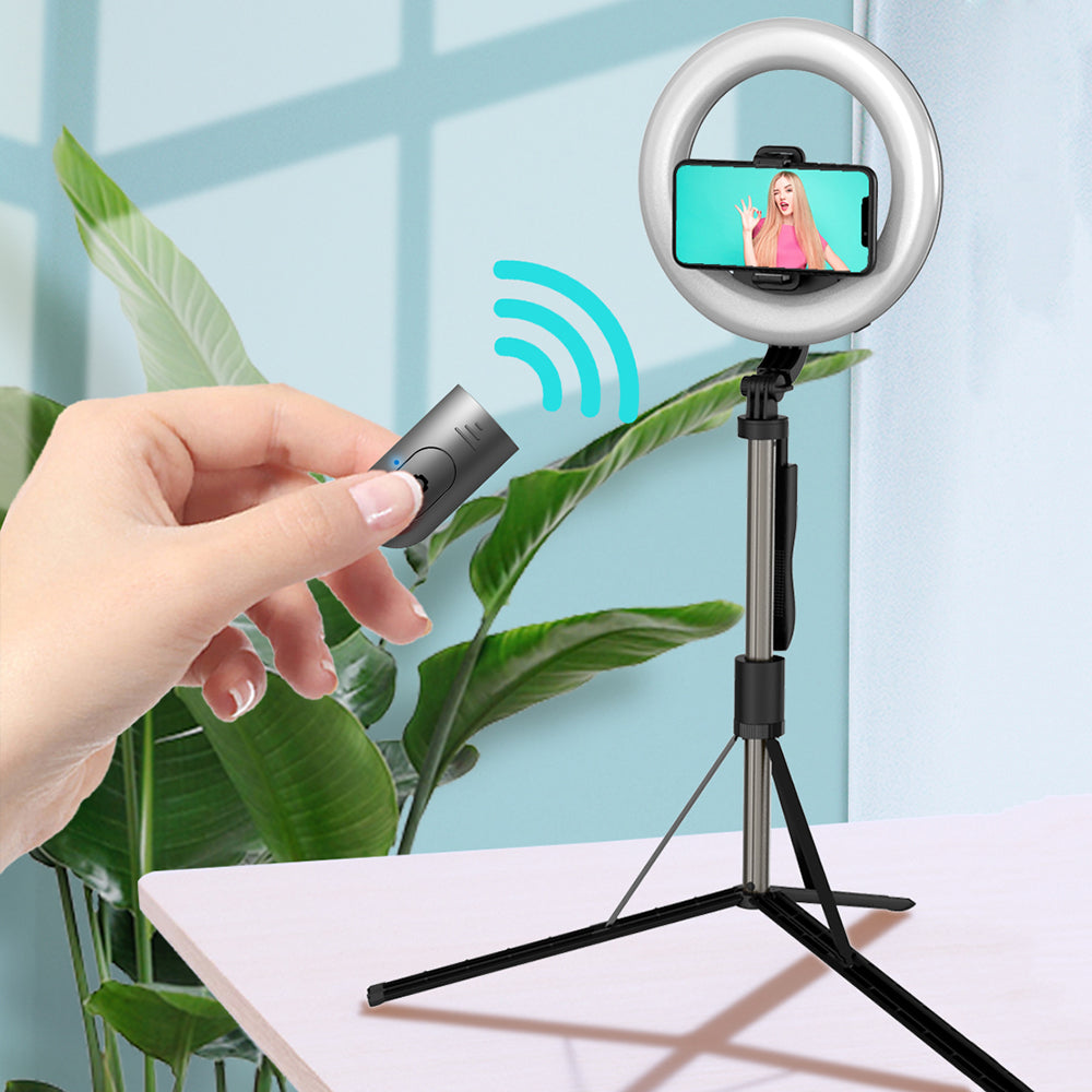 L06 8inch LED Ring Light Selfie Fill Light with Phone Holder and Tripod Stand