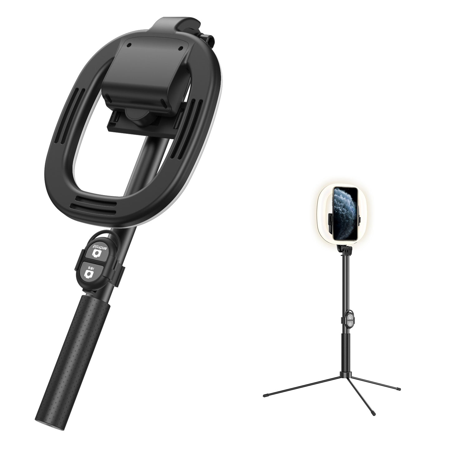 R11 1.8m Telescopic Bluetooth Selfie Stick Tripod Stand with 6inch LED Ring Light