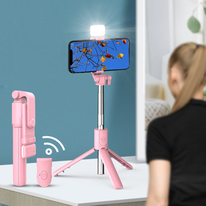 R1Spro Double LED Square Fill Lamp Self-timer Rod - Pink
