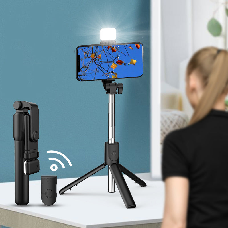 R1Spro Double LED Square Fill Lamp Self-timer Rod - Black