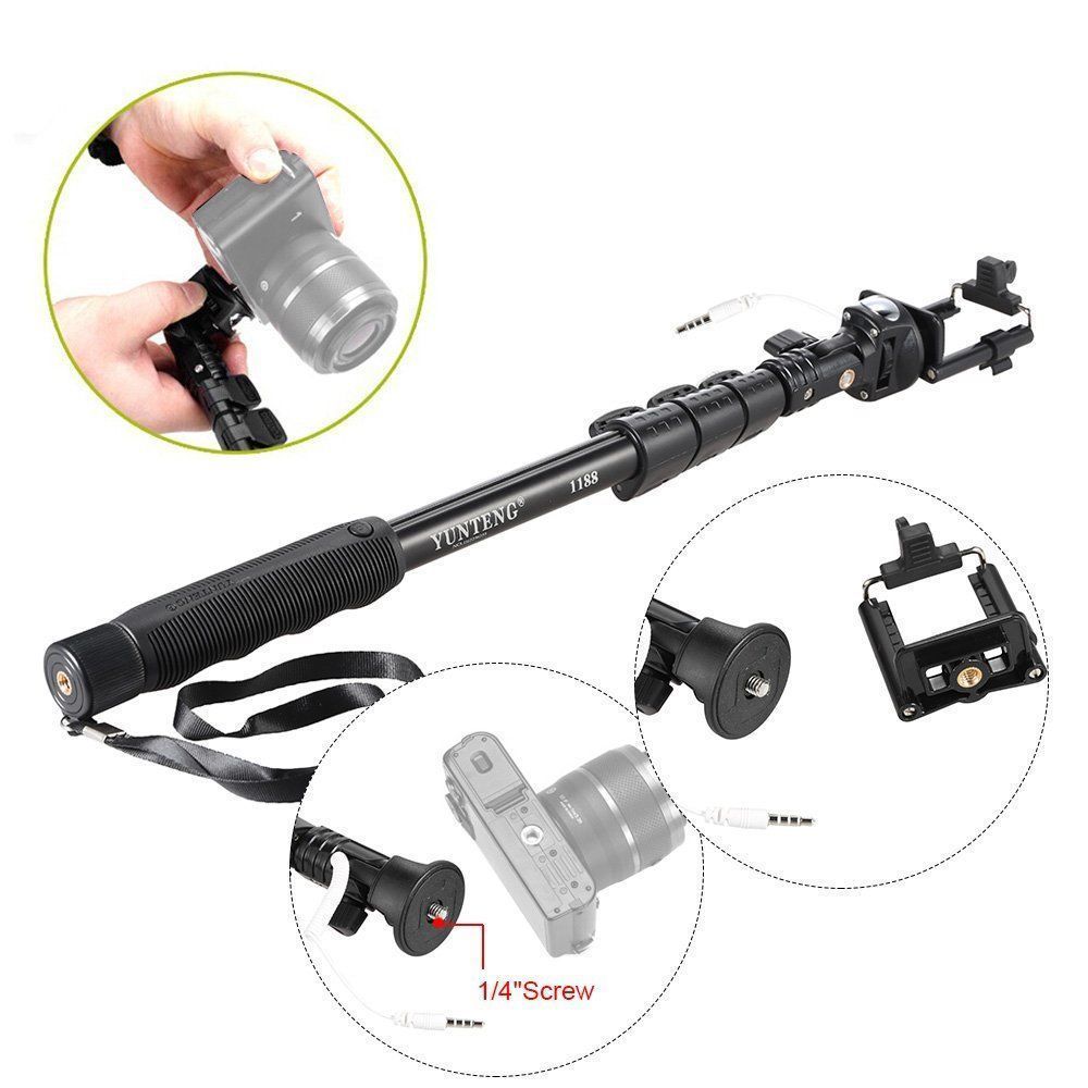 YUNTENG 1188 3.5mm Wired Extendable Selfie Stick Monopod for iOS Android Phone