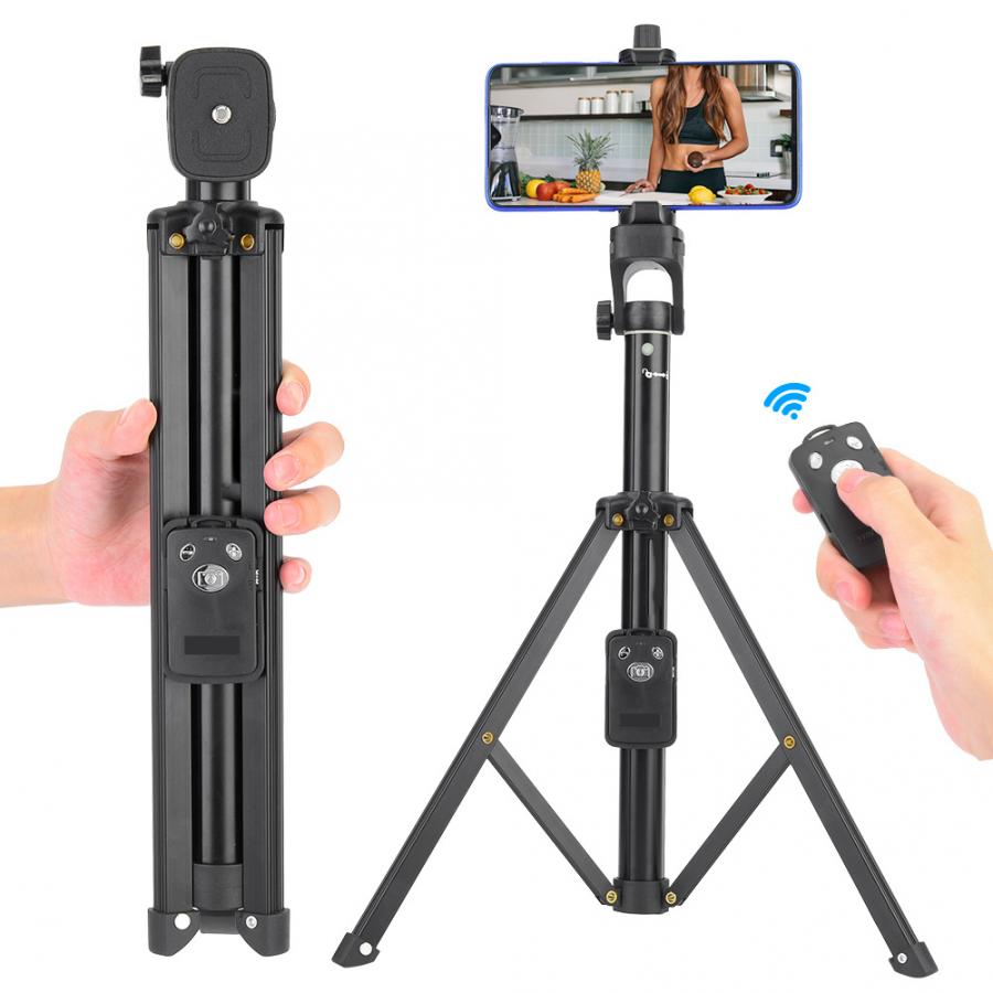 Uniqkart 1688 Portable Handle Selfie Stick Mini Table Tripod with Bluetooth Remote Shutter