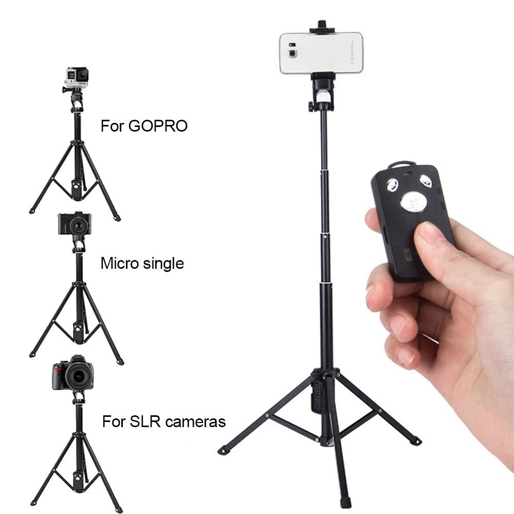 Uniqkart 1688 Portable Handle Selfie Stick Mini Table Tripod with Bluetooth Remote Shutter