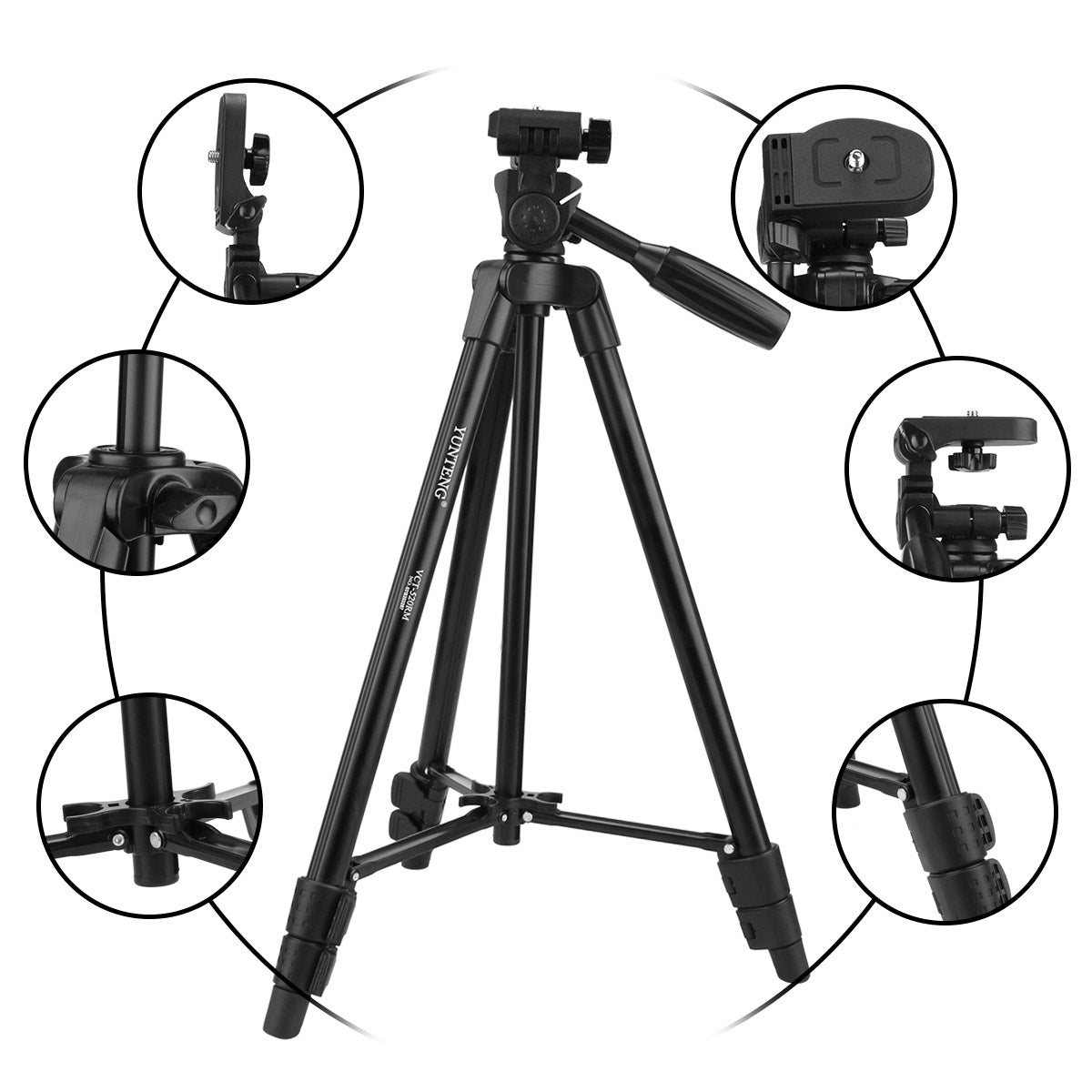 YUNTENG 520 Portable Tripod + Damping Head and Carrying Bag for Canon Nikon DSLR Camera