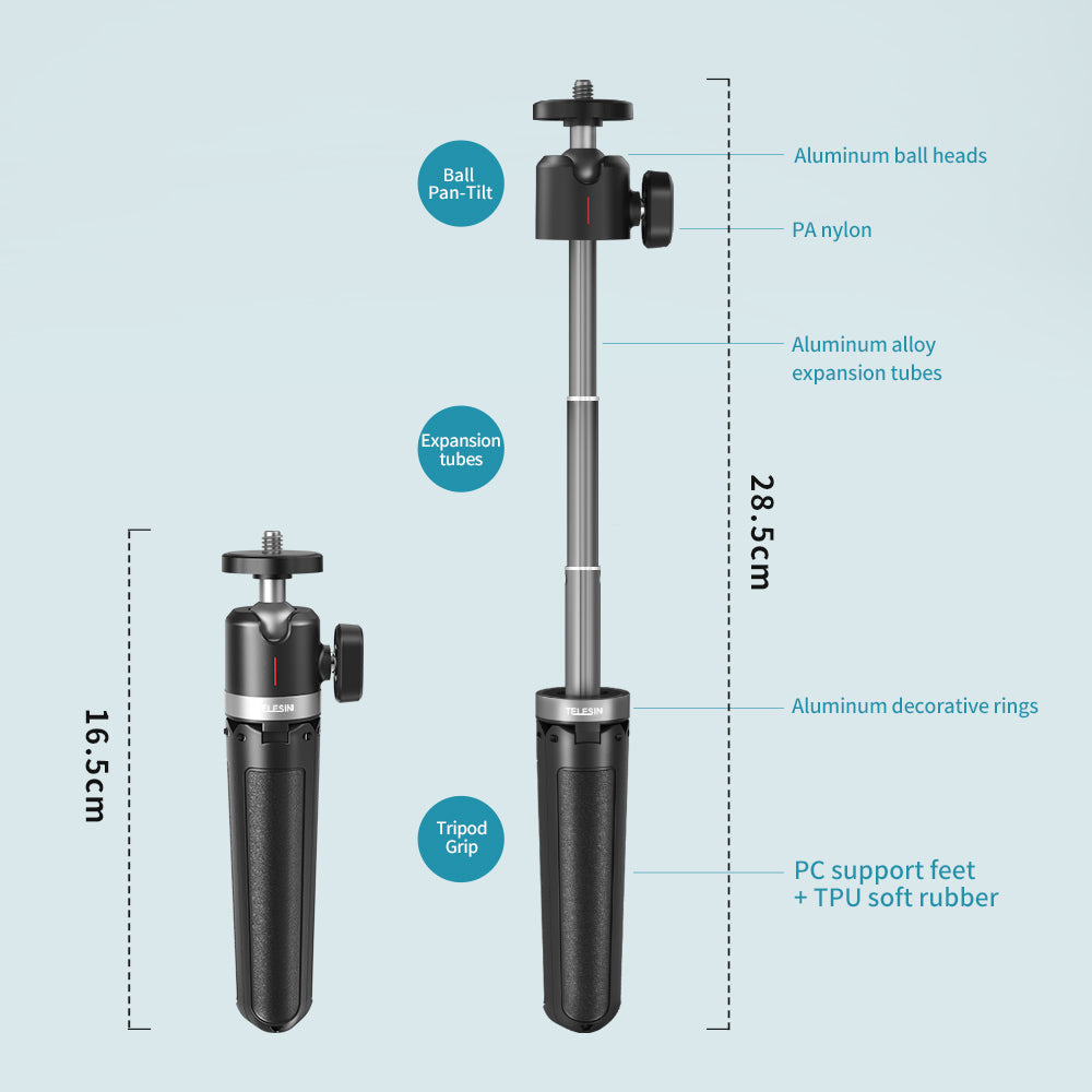 Uniqkart GP-MNP-091-W Mini Selfie Stick Extendable Tripod Camera Mobile Phone Desktop Stand