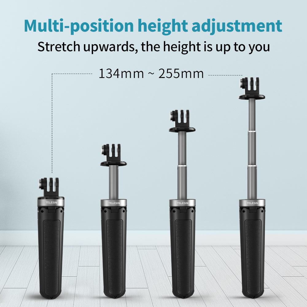 TELESIN GP-MNP-092-X Mini Extendable Selfie Stick Tripod Desktop Stand for GoPro Action Camera