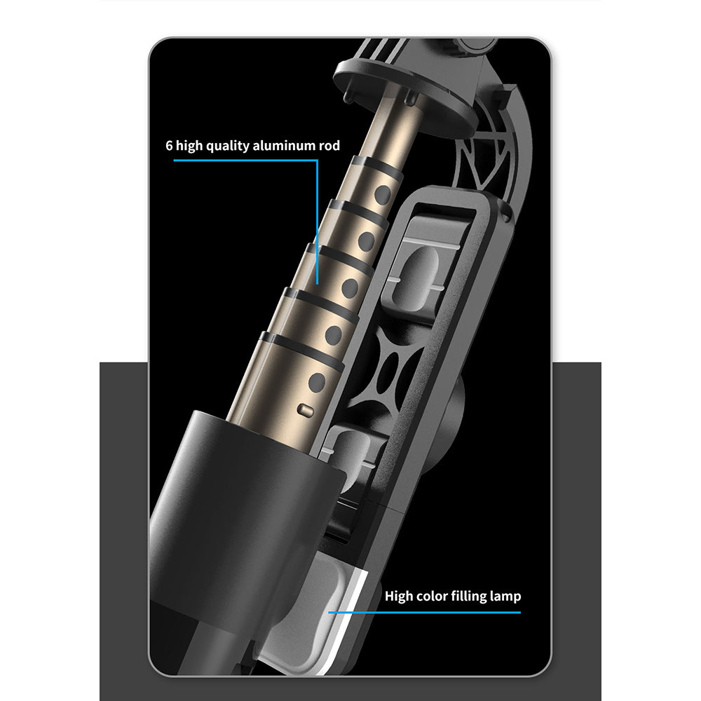 L10S 2 in 1 Wireless Bluetooth Selfie Stick Telescopic Monopod Foldable Tripod with Fill Light for Smart Phone