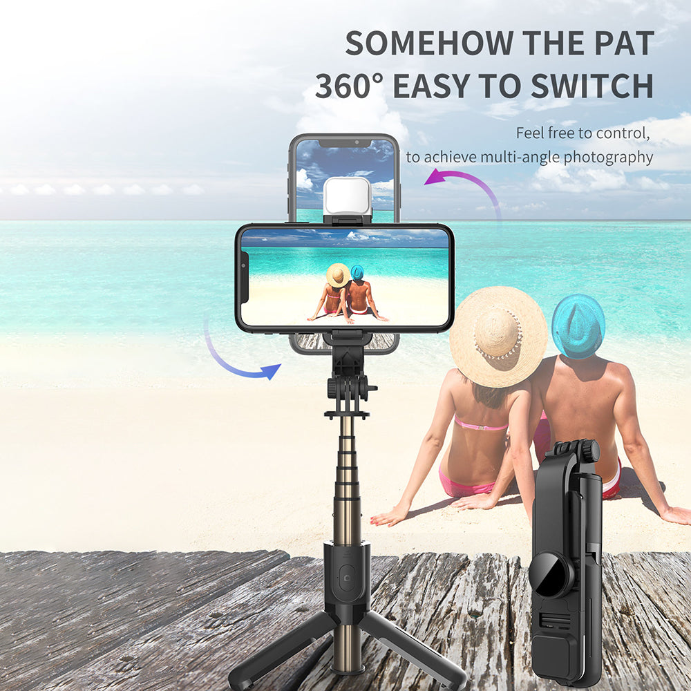 L10S 2 in 1 Wireless Bluetooth Selfie Stick Telescopic Monopod Foldable Tripod with Fill Light for Smart Phone