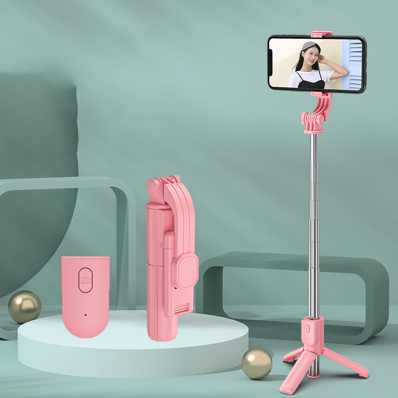 H8 3 in 1 Selfie Stick Phone Tripod Extendable Monopod with Bluetooth Remote for Smartphone Selfie Stick - Pink