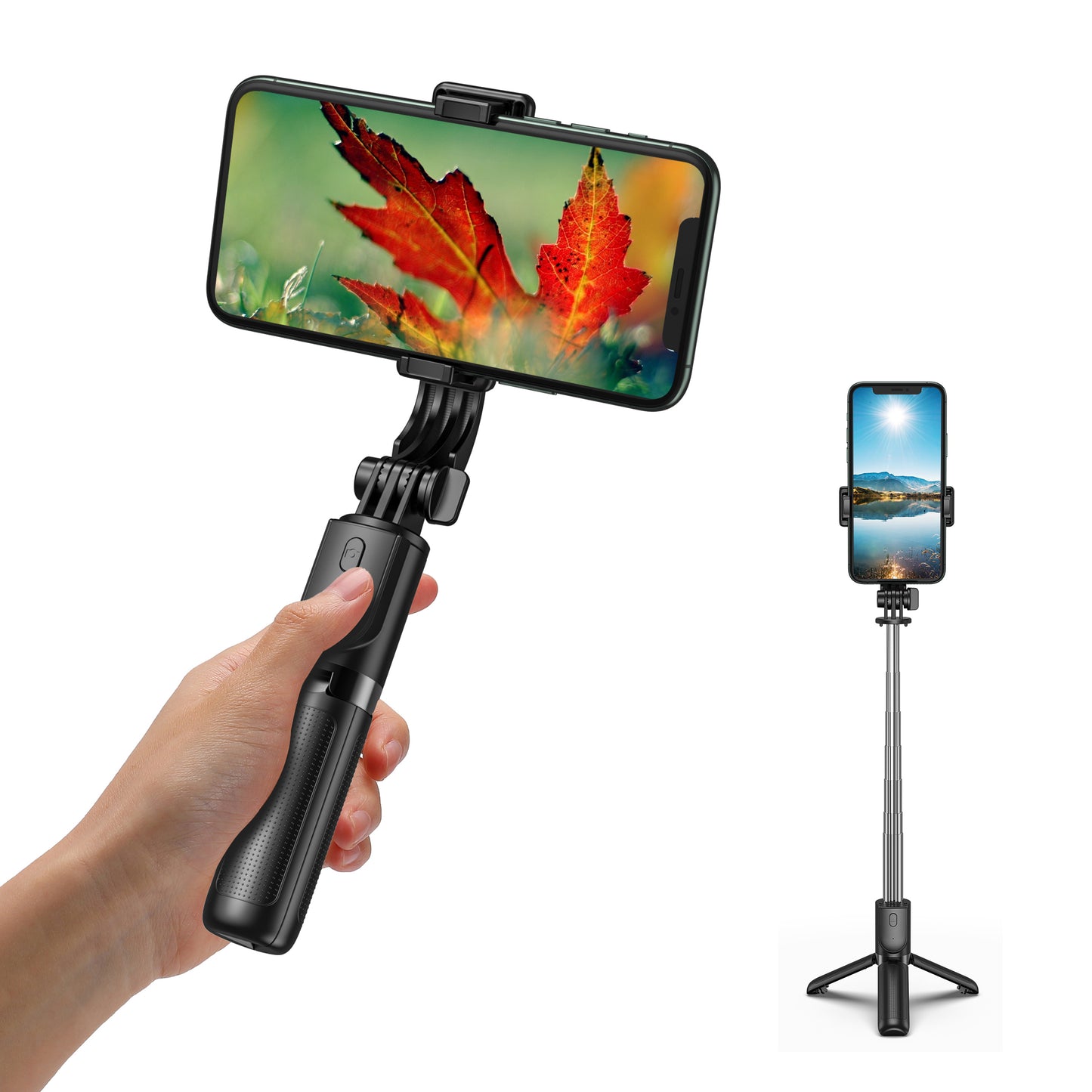 H8 3 in 1 Selfie Stick Phone Tripod Extendable Monopod with Bluetooth Remote for Smartphone Selfie Stick - Black