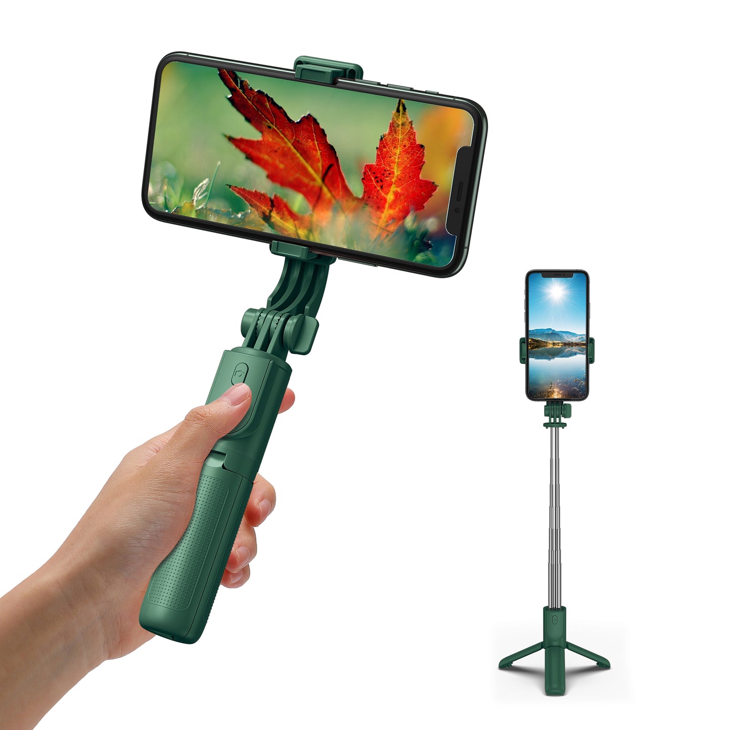 H8 3 in 1 Selfie Stick Phone Tripod Extendable Monopod with Bluetooth Remote for Smartphone Selfie Stick - Blackish Green
