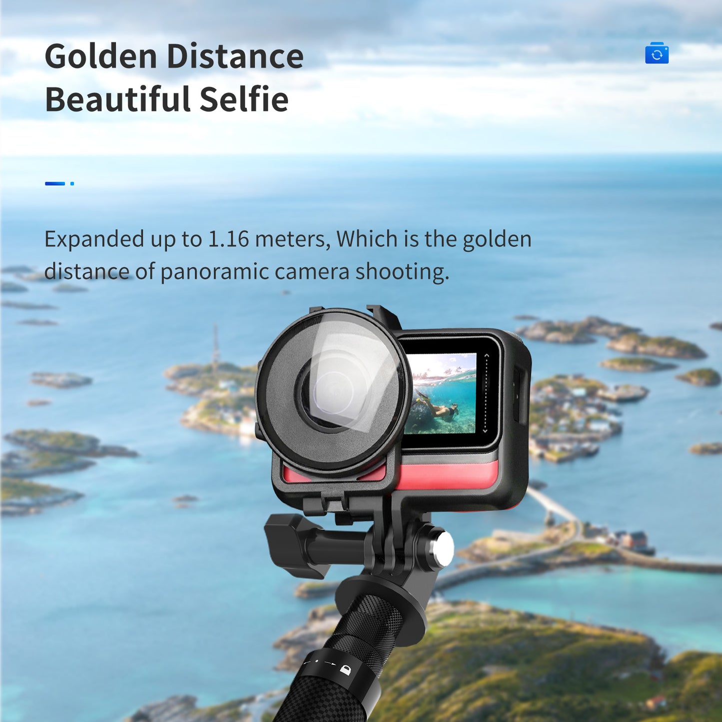 Uniqkart TE-MNP-117 1.16m Carbon Fiber Selfie Stick Adjustable Length Monopod with 1/4 Screw Hole for Phone Action Camera