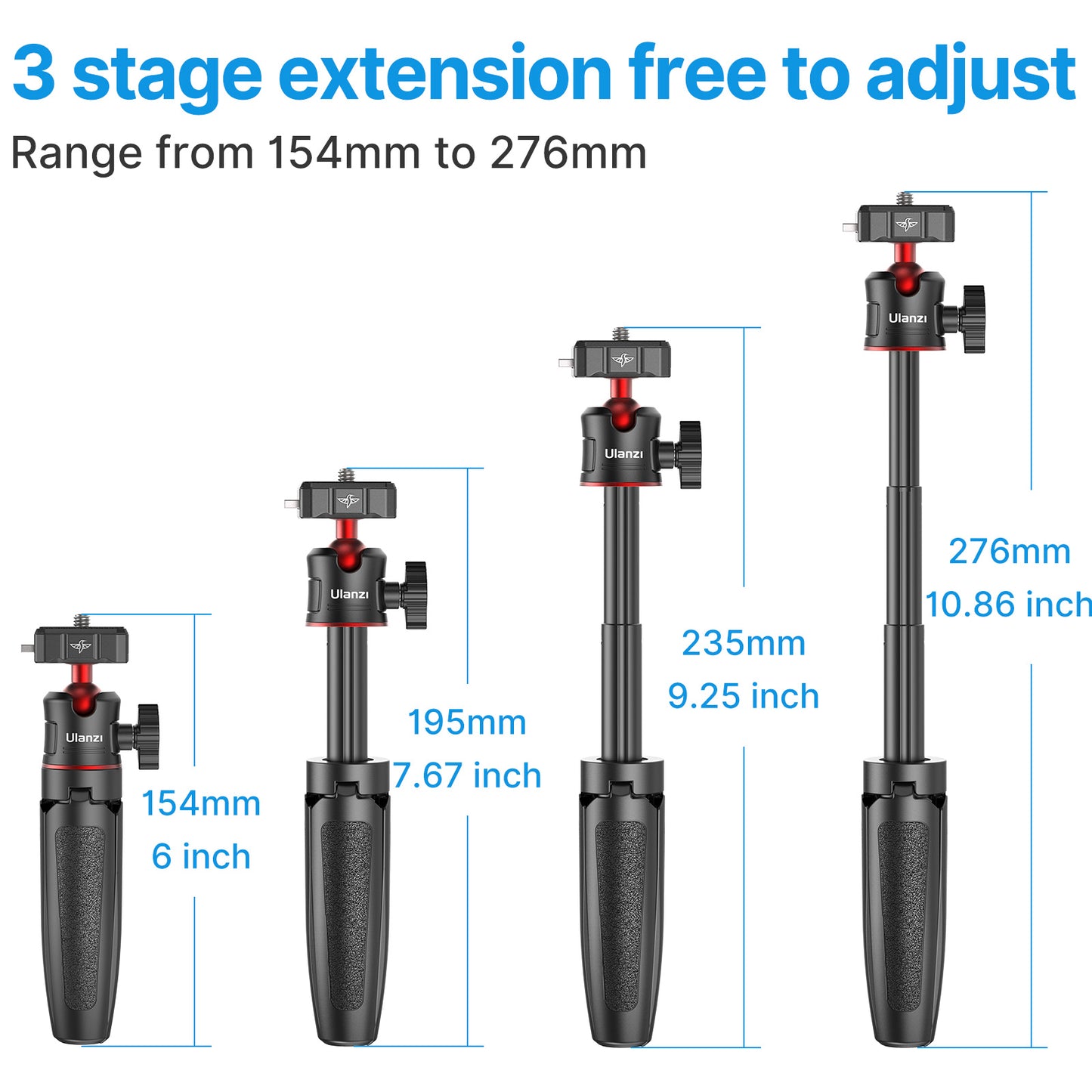 UURig R078 Mini 3-section Telescopic Hummingbird Quick Release Tripod with Universal 1/4 Screw for Camera Smart Phone