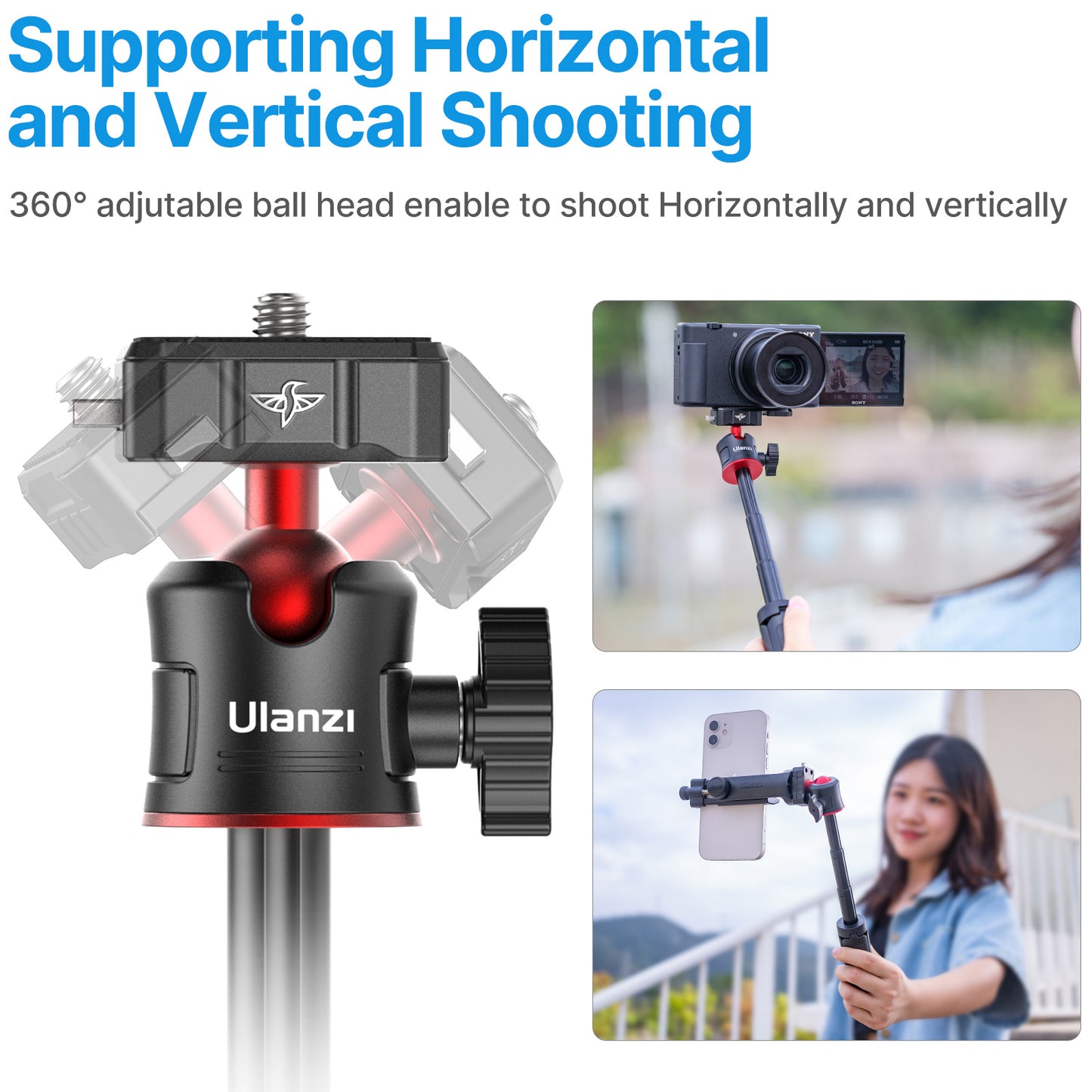 UURig R078 Mini 3-section Telescopic Hummingbird Quick Release Tripod with Universal 1/4 Screw for Camera Smart Phone