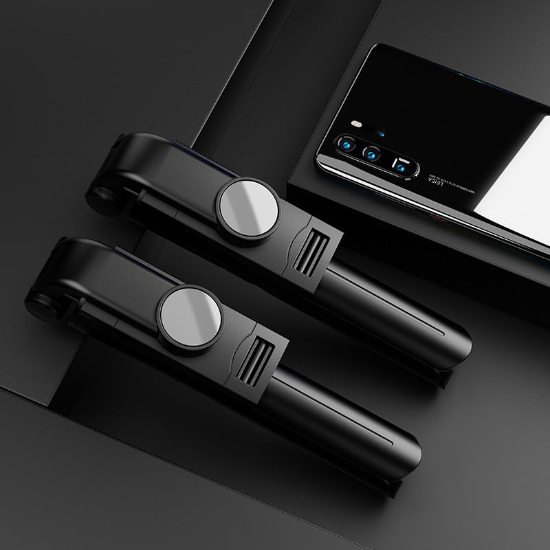 A02 Extendable Tripod Stand with Remote Control Portable Folding Bluetooth Monopod Selfie Stick, Black