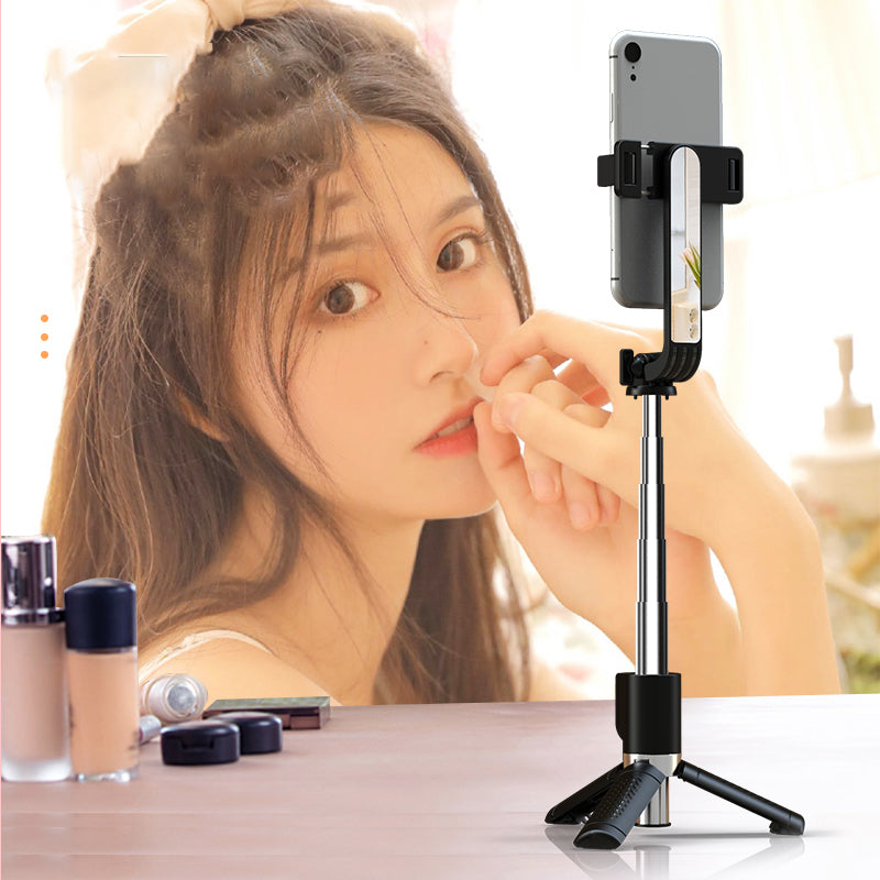 P08-mini Extendable Bluetooth Monopod Selfie Stick Tripod Stand with Remote Control - Black