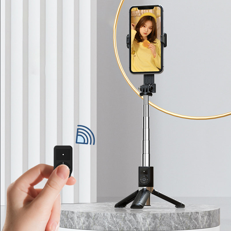 P08-mini Extendable Bluetooth Monopod Selfie Stick Tripod Stand with Remote Control - Black
