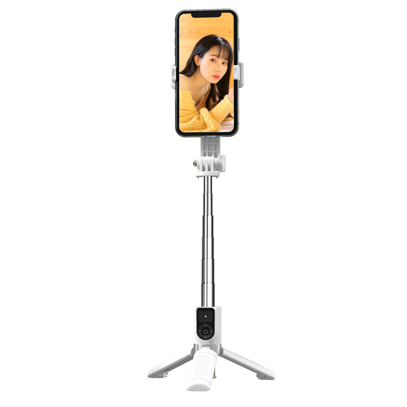 P08-mini Extendable Bluetooth Monopod Selfie Stick Tripod Stand with Remote Control - White