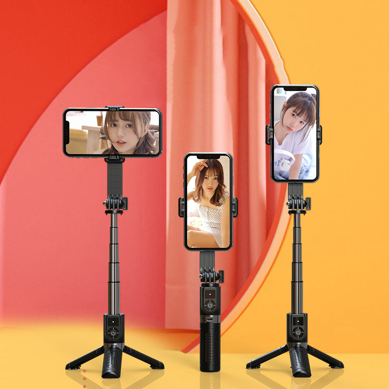 P09-mini Aluminum Alloy Extendable Bluetooth Monopod Selfie Stick Tripod Stand with Shutter Remote - Black