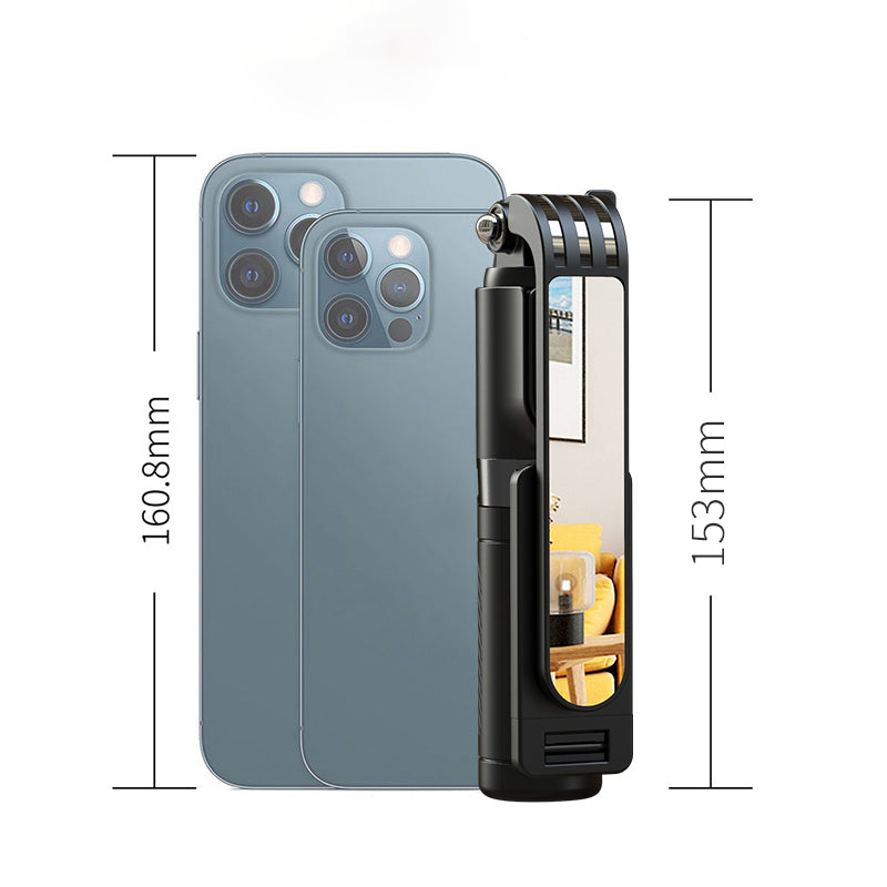 P09-mini Aluminum Alloy Extendable Bluetooth Monopod Selfie Stick Tripod Stand with Shutter Remote - Black