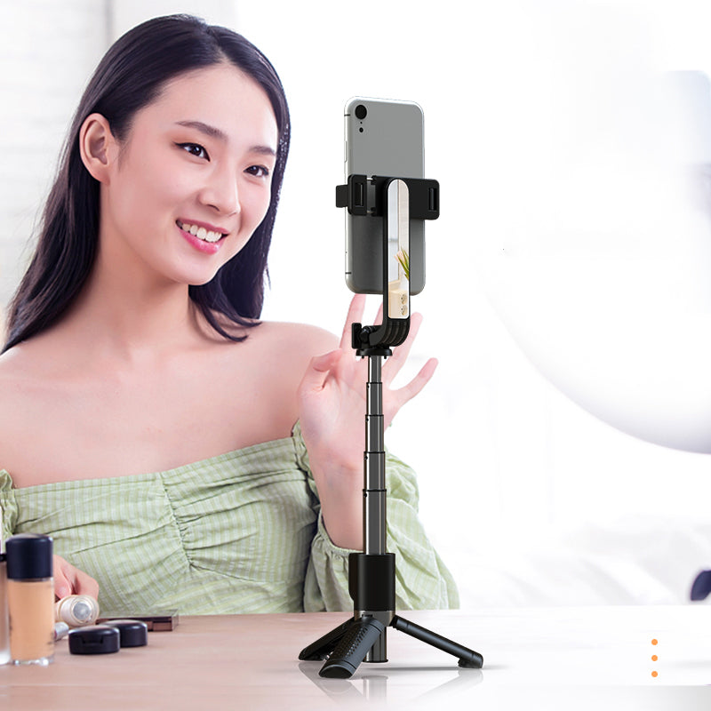 P09-mini Aluminum Alloy Extendable Bluetooth Monopod Selfie Stick Tripod Stand with Shutter Remote - White