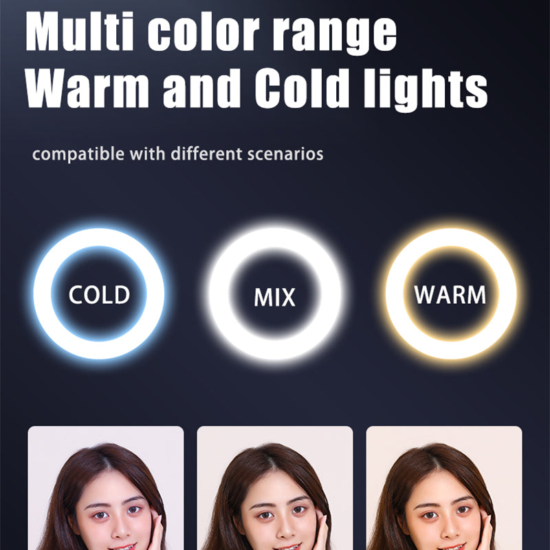 V01S 5inch Detachable Ring Light with Stainless Steel Folding Tripod Selfie Stick and Bluetooth Remote