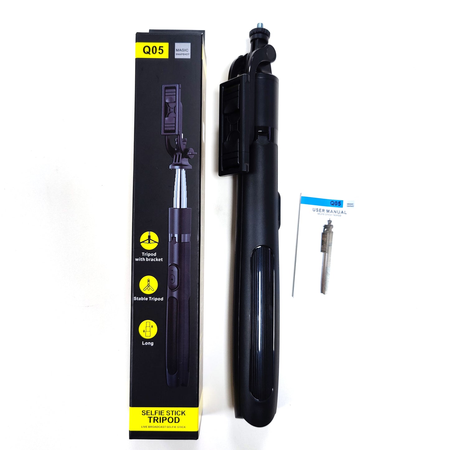 Q05 1580mm Bluetooth Selfie Stick Mobile Phone Tripod Stand with Bluetooth Remote for Android iOS