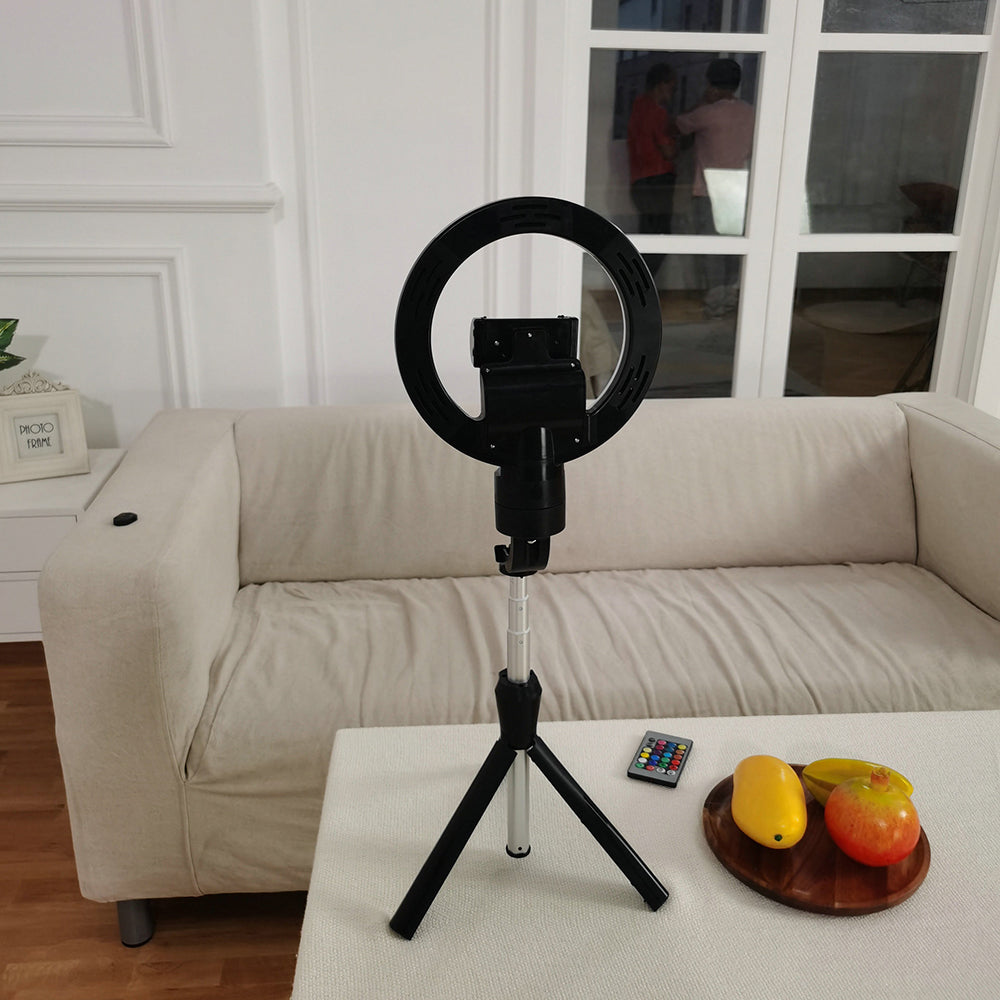 WH-12 Auto-Face 360° Rotating Smart Tracking Selfies Stick with Ring Light