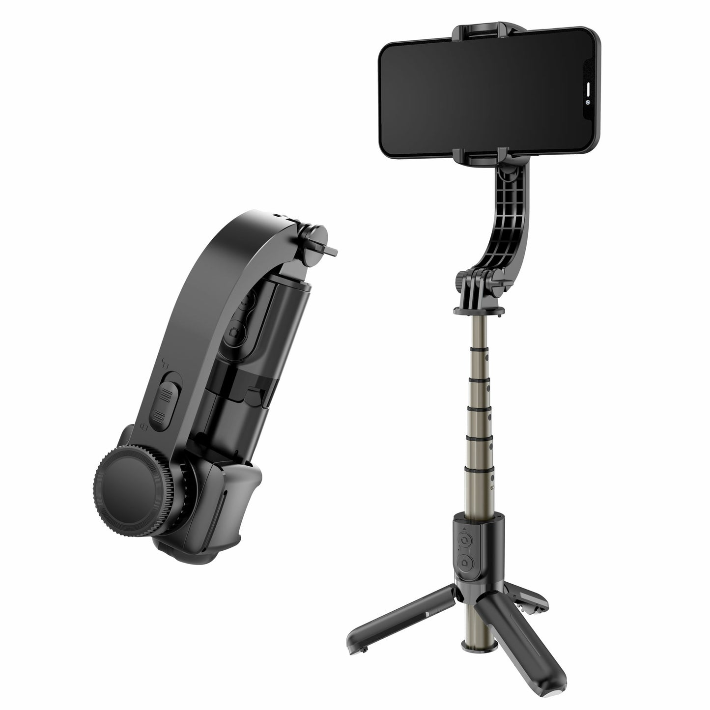 L08 Mini Selfie Stick Gimbal Stabilizer for Smartphone Foldable Tripod with Bluetooth-compatible Remote for iPhone Android - Black