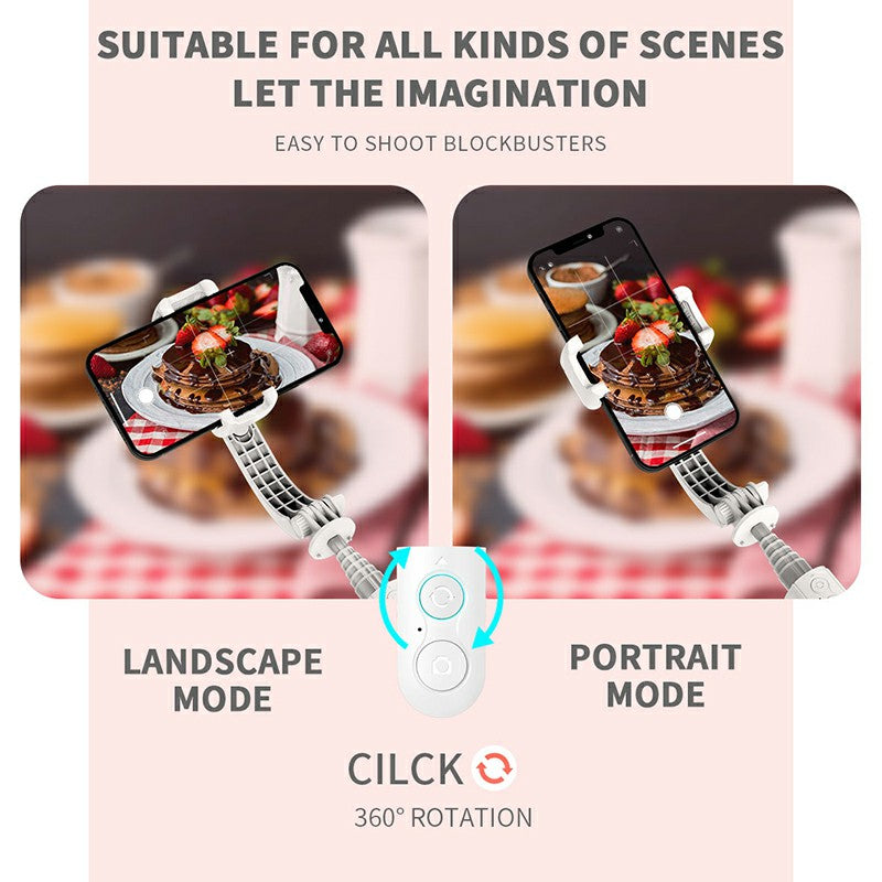 L08 Mini Selfie Stick Gimbal Stabilizer for Smartphone Foldable Tripod with Bluetooth-compatible Remote for iPhone Android - Black